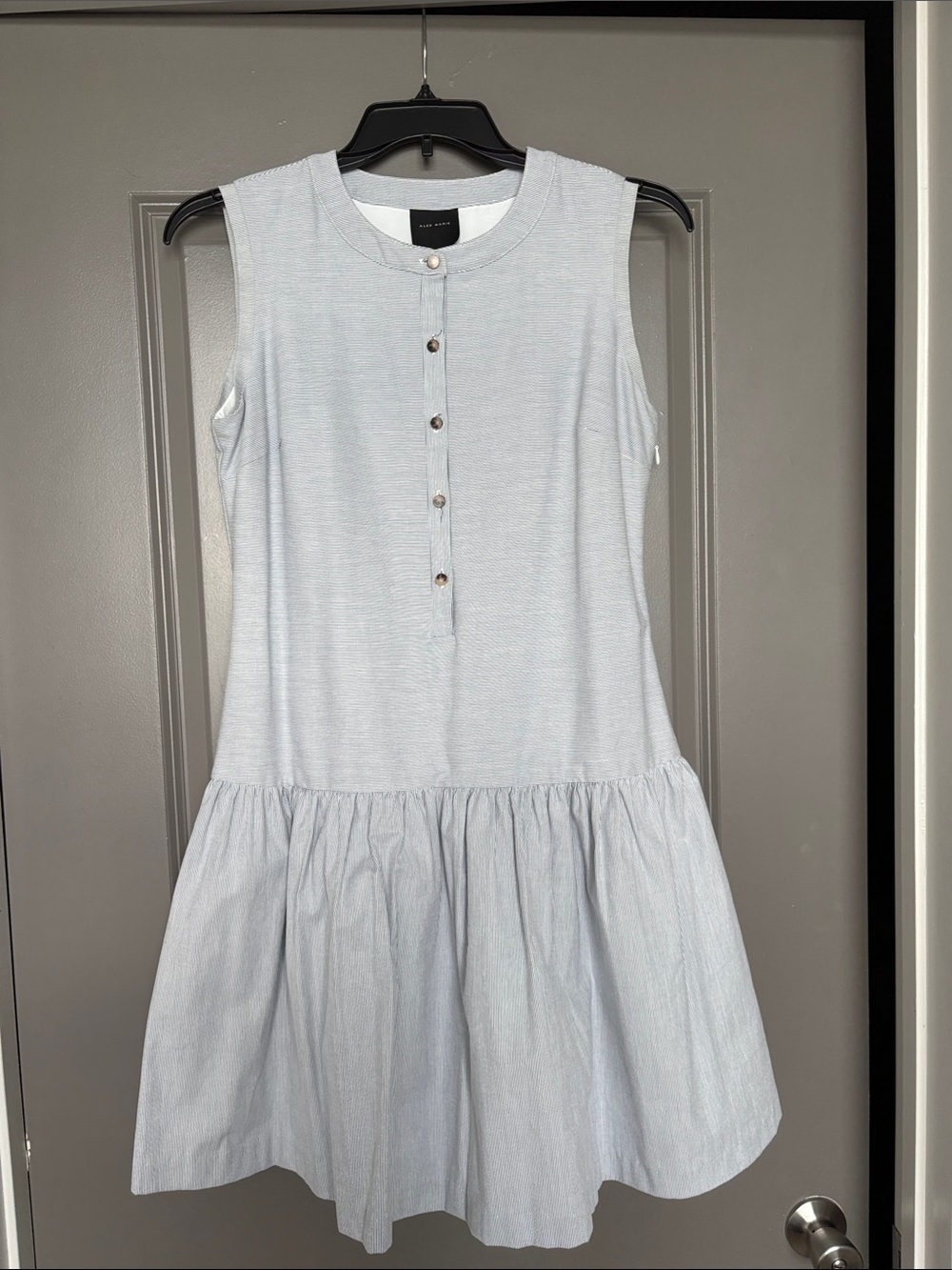 Alex Marie Pale Blue Sleeveless Button-Front Tiered Dress